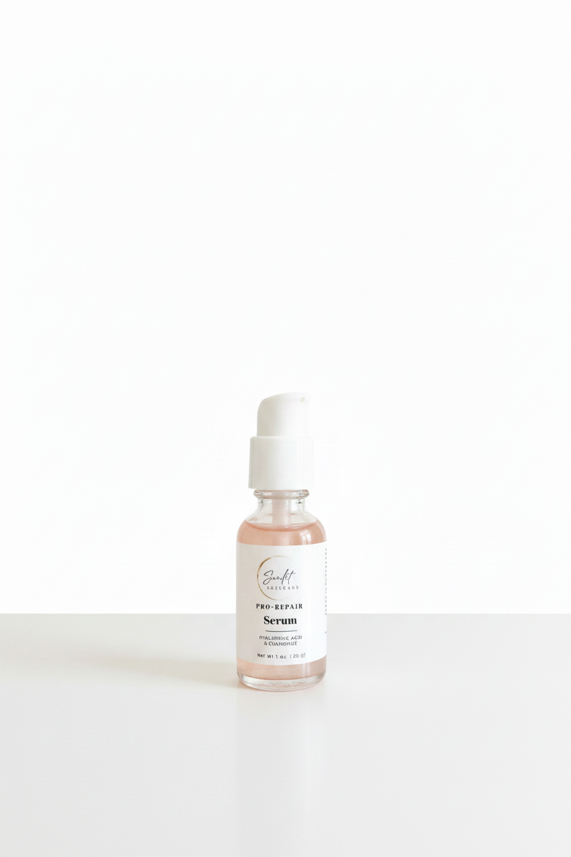 Sunlit skincare pro repair serum with a plain white background
